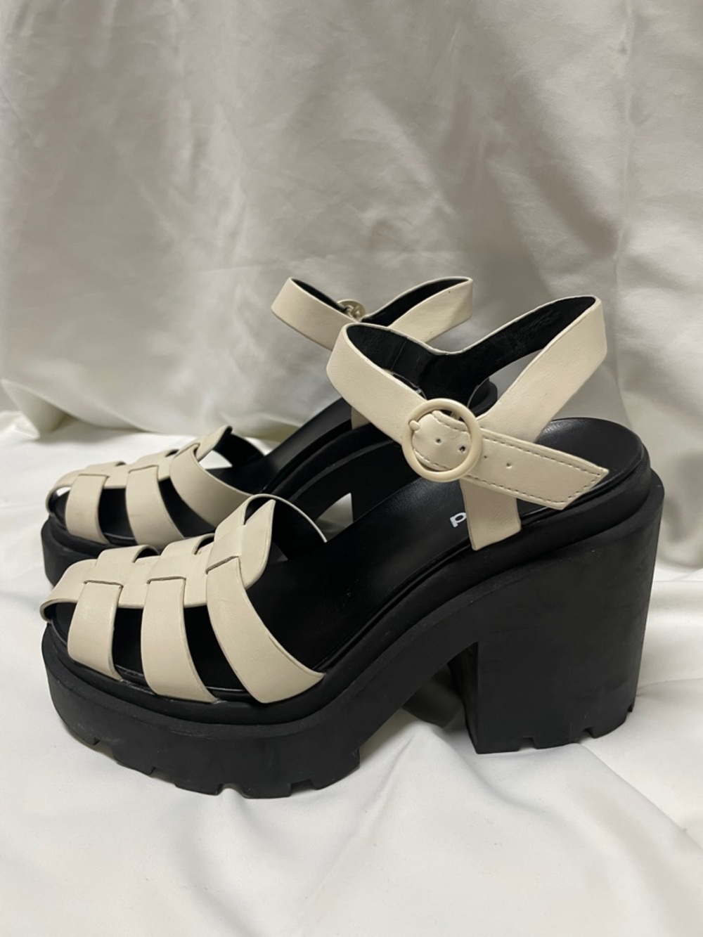 Abound Cream Strappy Platform Sandals with Black Chunky Heel